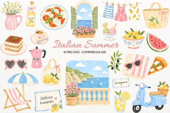Download Italian Summer Clipart Coastal PNG Italy - Summer clipart Collection
