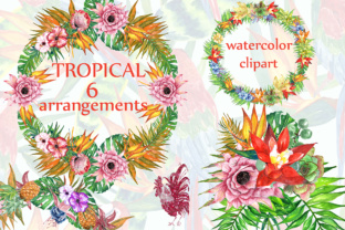 Download Tropic Watercolor Clipart TROPICAL FLOWERS Tropical Wreaths Flower Bouquets Summer Clipart - Summer clipart Collection
