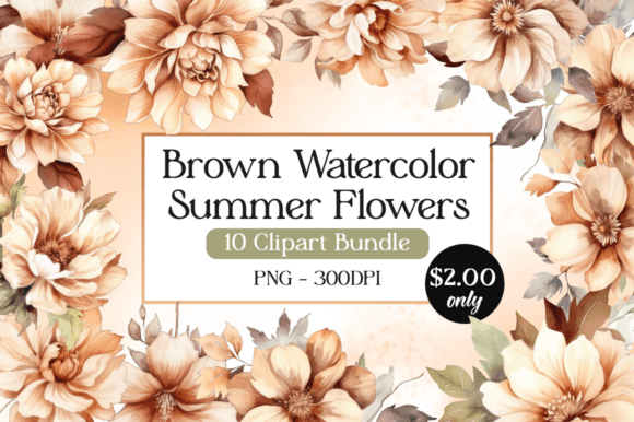 Download Brown Watercolor Summer Flowers Cliparts - Watercolor summer flowers Collection
