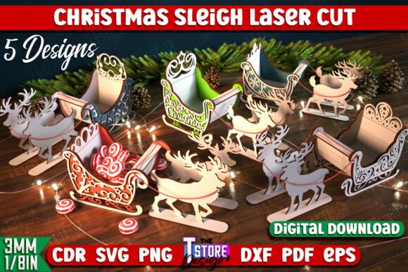 Download Christmas Sleigh Bundle | Reindeer Sled - Christmas sleigh Collection