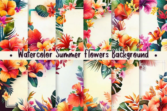 Download Watercolor Summer Flowers Background - Watercolor summer flowers Collection