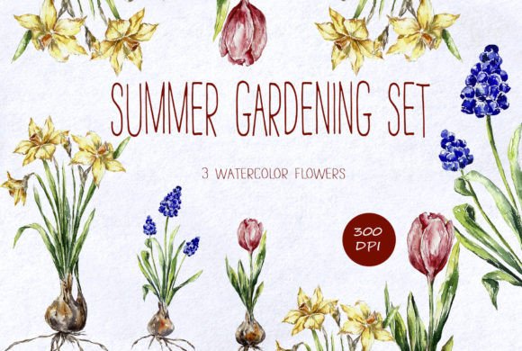 Download Watercolor Summer Flowers Set Clipart - Watercolor summer flowers Collection