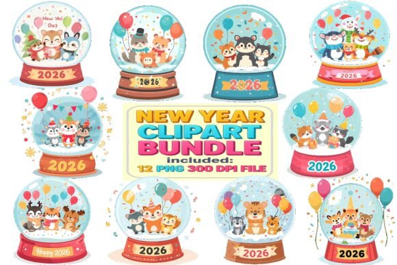 Download New Year 2026 Cute Animals Snow Globe Cl - Premium Resources
