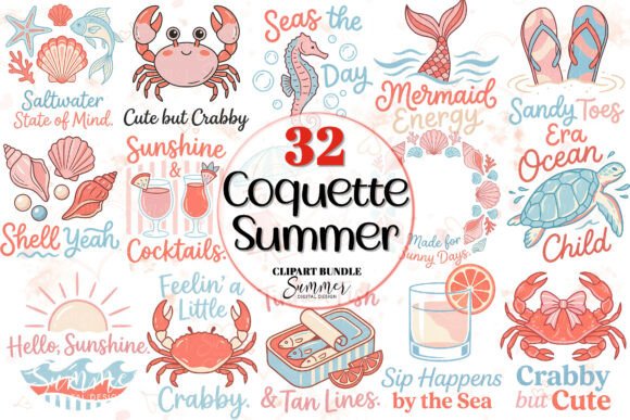 Download Coquette Girl Summer Clipart Bundle - Summer clipart Collection