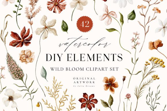 Download Wild Bloom Watercolor Digital Clipart - Wild Collection