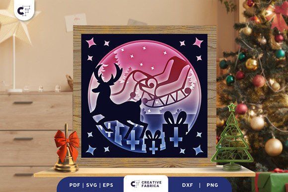 Download Christmas Sleigh 3D Light Box SVG - Christmas sleigh Collection
