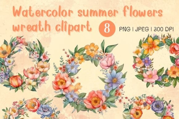 Download Watercolor Summer Flowers Wreath - Watercolor summer flowers Collection