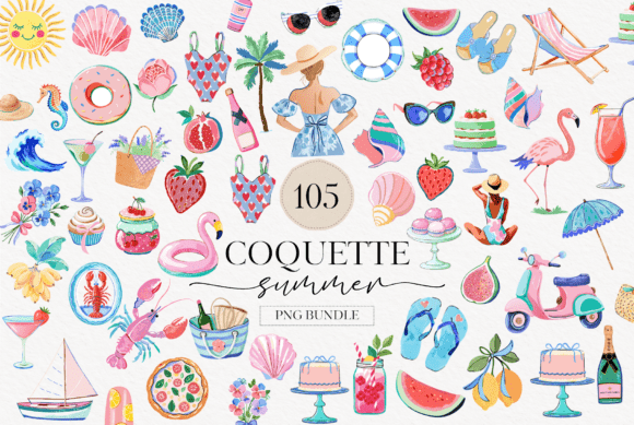 Download Watercolor Coquette Summer Clipart - Summer clipart Collection