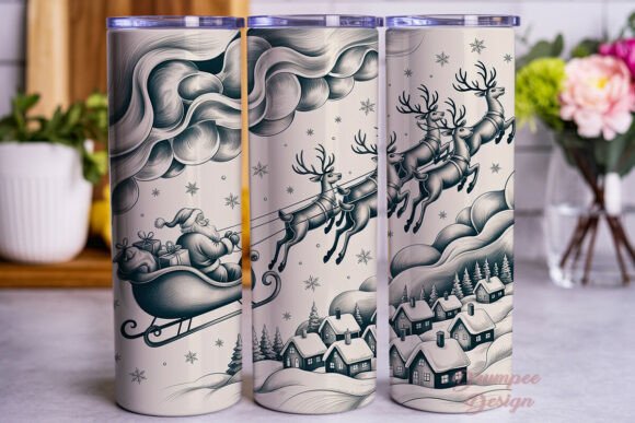 Download Christmas Sleigh Reindeer Sketch Tumbler - Christmas sleigh Collection