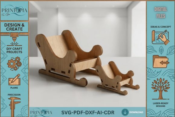 Download Christmas Sleigh Laser Cut File Wooden H - Christmas sleigh Collection