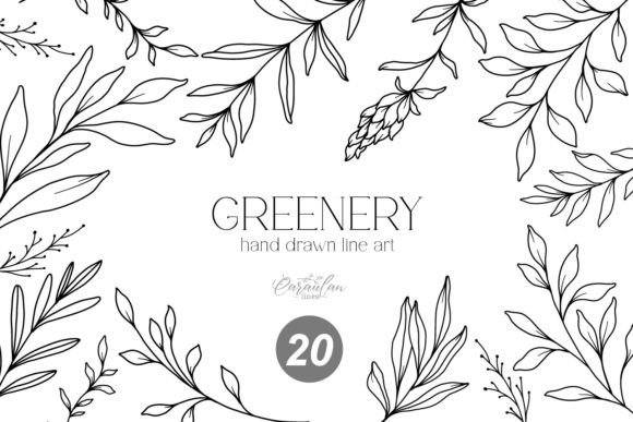 Download GREENERY LINE DRAWING, FORAL LINE ART - Greenery Collection