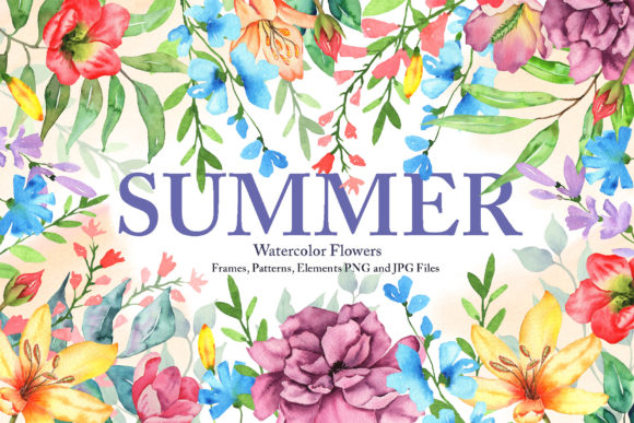 Download Watercolor Summer Flowers Collection - Watercolor summer flowers Collection