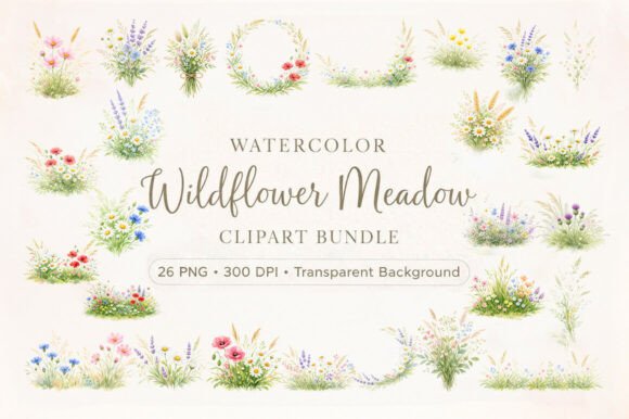 Download Watercolor-wildflower-meadow-clipart - Wild Collection