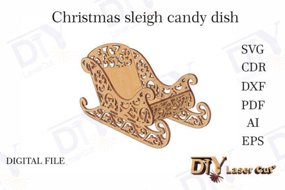 Download Christmas Sleigh Candy Dish Laser Cut - Christmas sleigh Collection