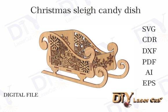 Download Christmas Sleigh Candy Dish Laser Cut - Christmas sleigh Collection