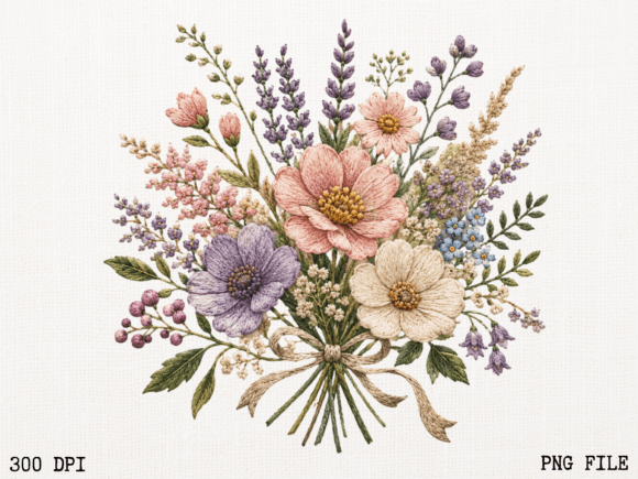 Download Wildflower Bouquet Embroidery PNG | Flor - Wild Collection