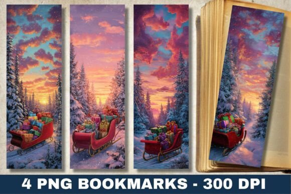Download Christmas Sleigh Gifts Sunset Bookmark - Christmas sleigh Collection