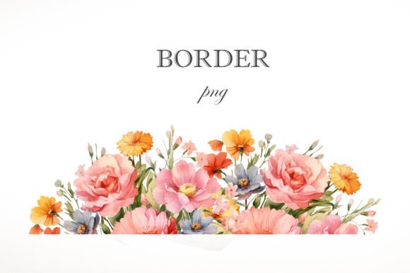 Download Watercolor Summer Flowers Border - Watercolor summer flowers Collection