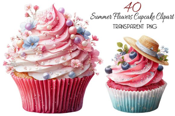Download Watercolor Summer Flowers Cupcake Clipar - Watercolor summer flowers Collection