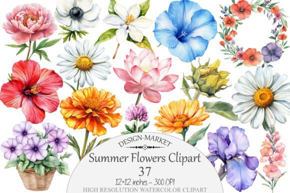 Download Watercolor Summer Flowers Clipart - Watercolor summer flowers Collection